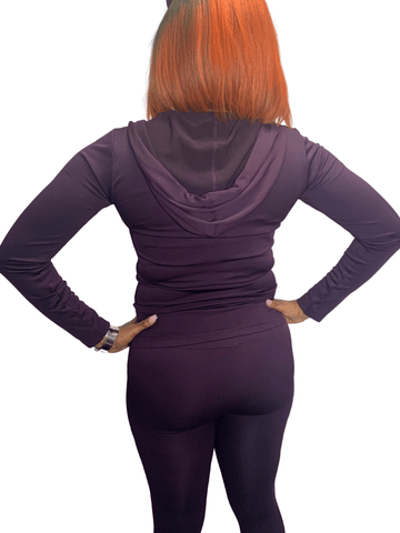 Back view of purple two piece set